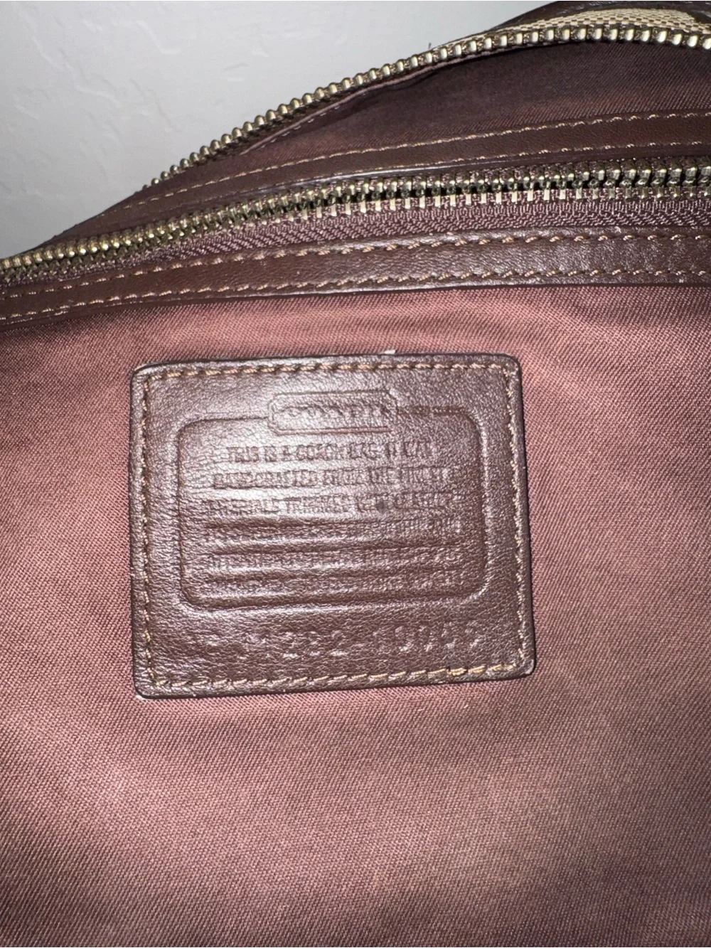 Coach Brown Signature Canvas Shoulder Bag with Dark Brown Stripe